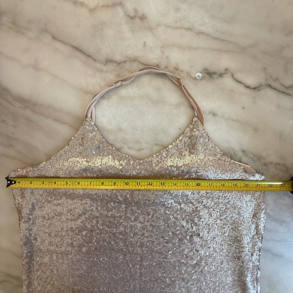 Free Press NWT Gold Sequin Criss Cross Back Mini Cocktail Dress Size xl - Picture 12 of 14